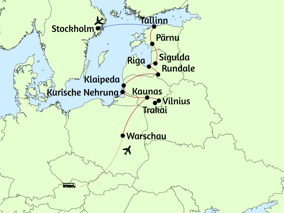 Karte Baltikum & Stockholm