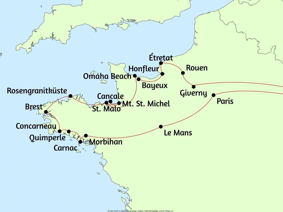 Karte Normandie & Bretagne
