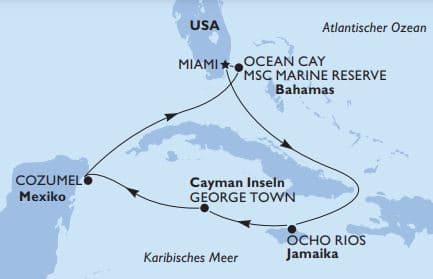 Karte Karibik Kreuzfahrt