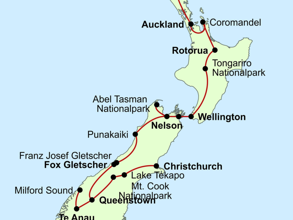 Karte Neuseeland-Rundreise