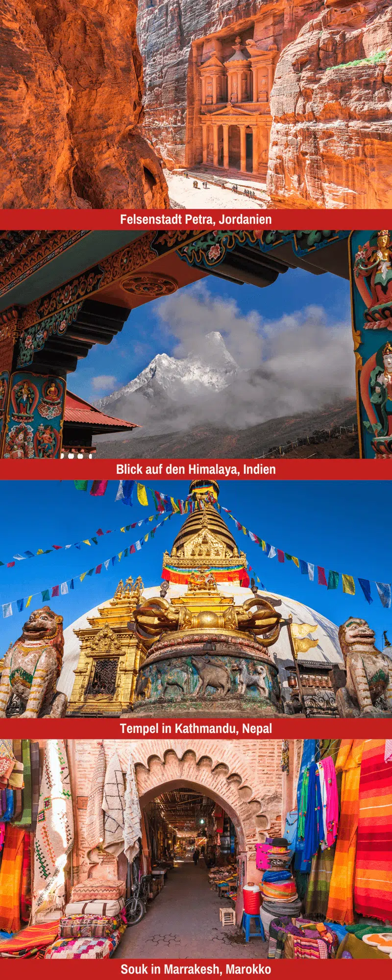 Jordanien, Indien, Nepal und Marokko Jordanien, Indien, Nepal und Marokko